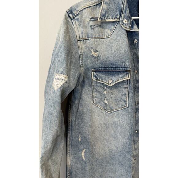 Zara Relaxed Fit Denim Distressed Jacket Jean Size Small Excellent Condition - Picture 3 of 15